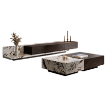 Pagog Lirock Board Tea Table TV Cabinet Combo Light Extravagant Medieval Tea Table Lockers High-end Villas Home Tea Table