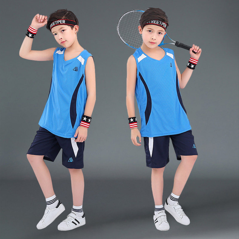 Boy Jersey Suit Summer Children Sports Suit CUHK Boy Basketball Clothes Vest Boy Big Size Code Speed Dry Football Suit