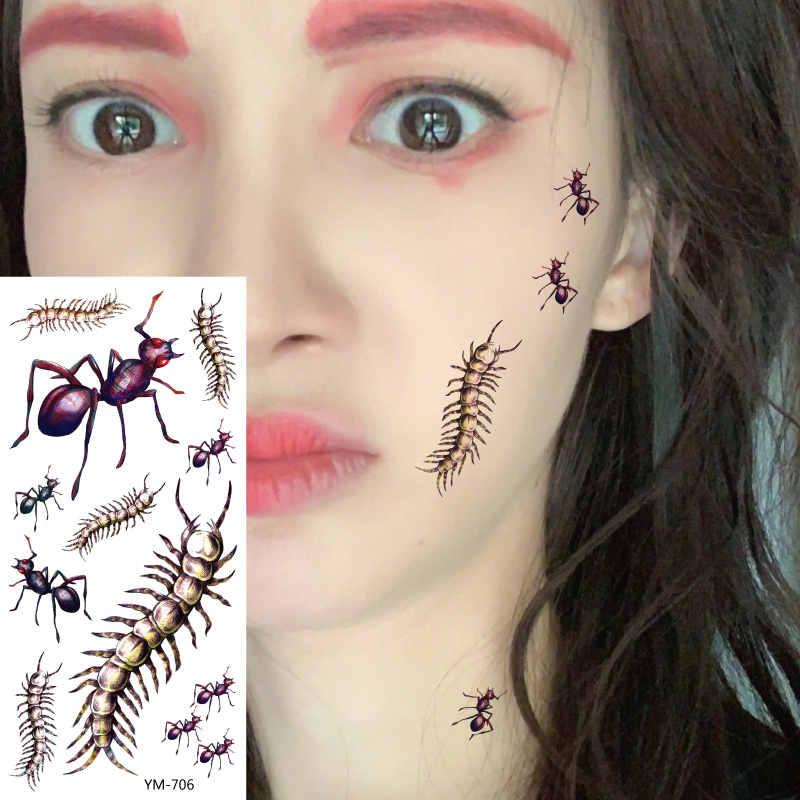 Fresh and Simple Style Arm and Wrist Insect Tattoo Stickers, Ant Tattoo Stickers, Fire Ant Tattoo, Centipede Tattoo Stickers, Waterproof X706