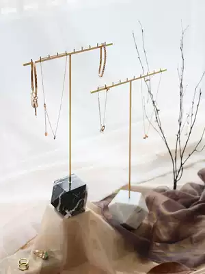 Jewelry display rack brass marble jewelry creative ornaments display ring earrings necklace jewelry storage shelf