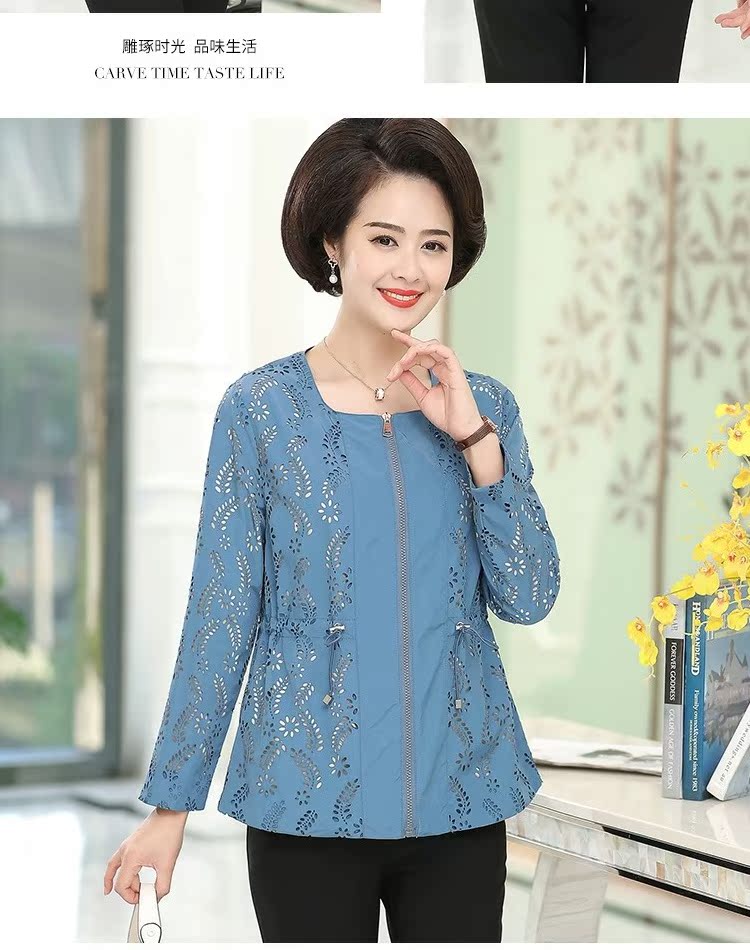 Phụ nữ trung niên hoang dã giản dị mẹ tải 40 tuổi 50 xuân hè tải 2019 khí chất rỗng áo khoác dài tay nữ - Quần áo của mẹ thời trang trung niên nữ