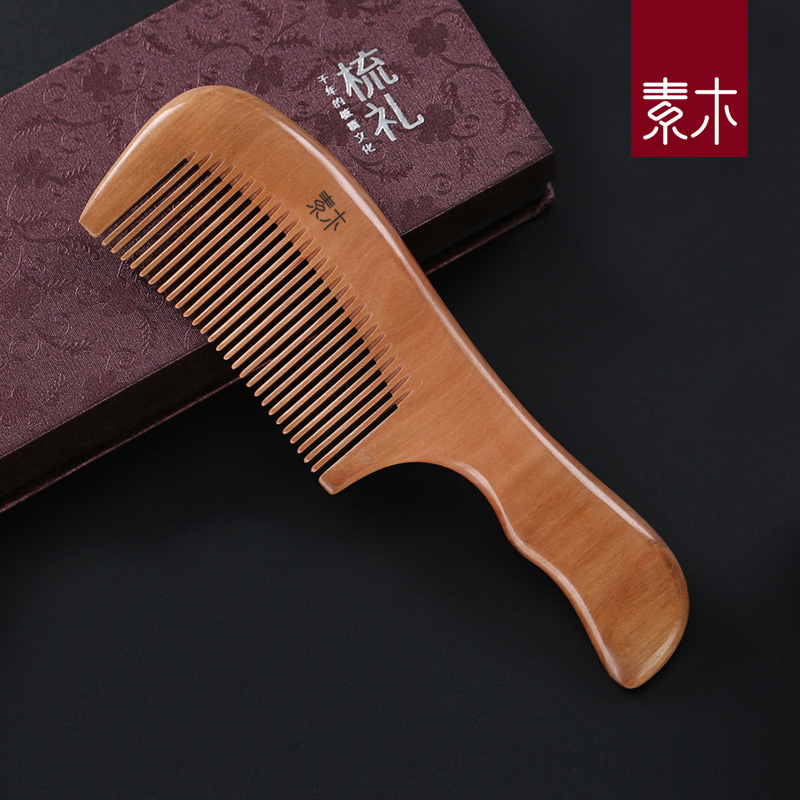 Natural Old Stock Peach Wood Comb Home Net Red Lady's wood comb Men's anti-hair massage Long hair special
