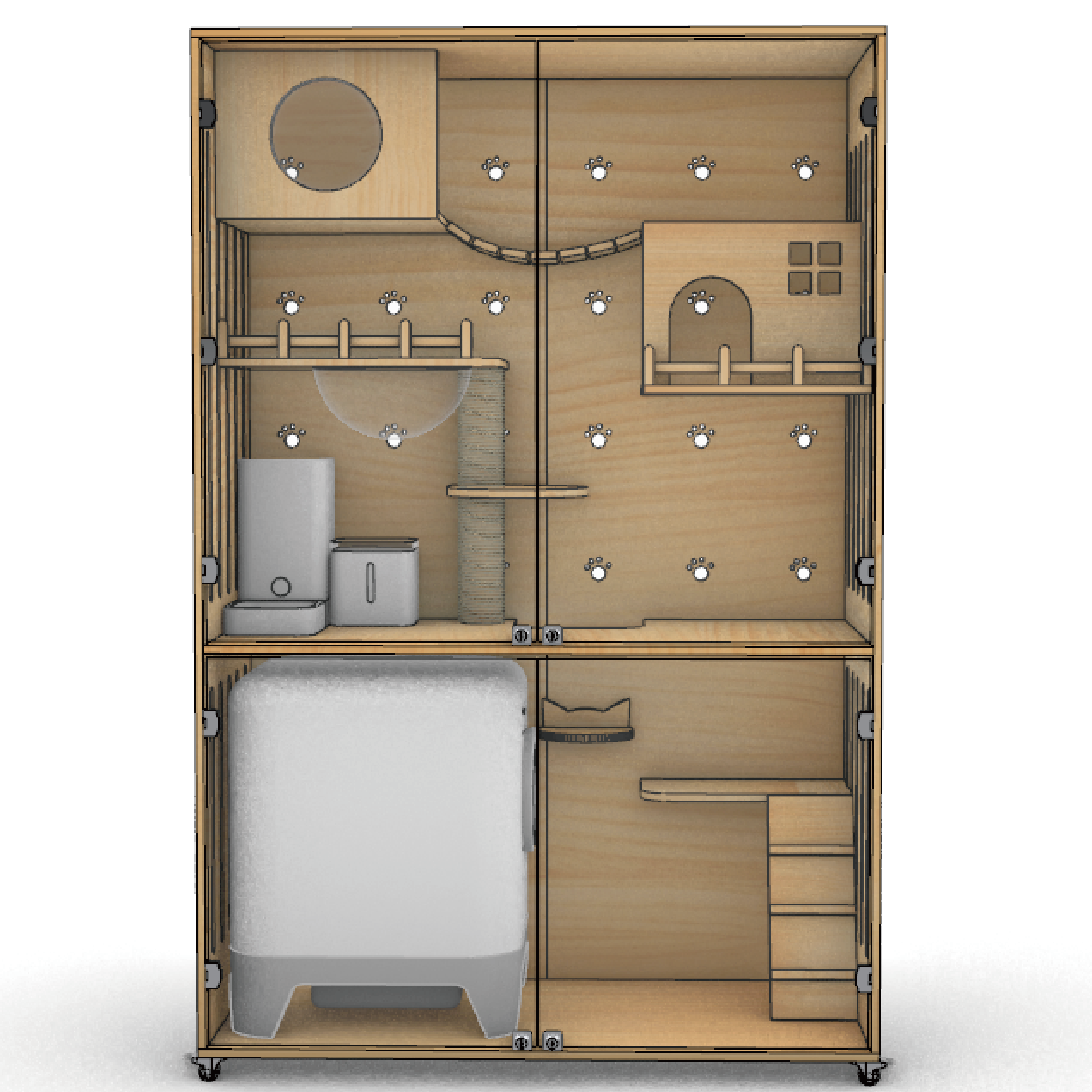 Cat cage villa Solid wood cat cabinet can be placed in automatic intelligent cat litter basin Cat litter toilet Cat cage Cat house custom deposit