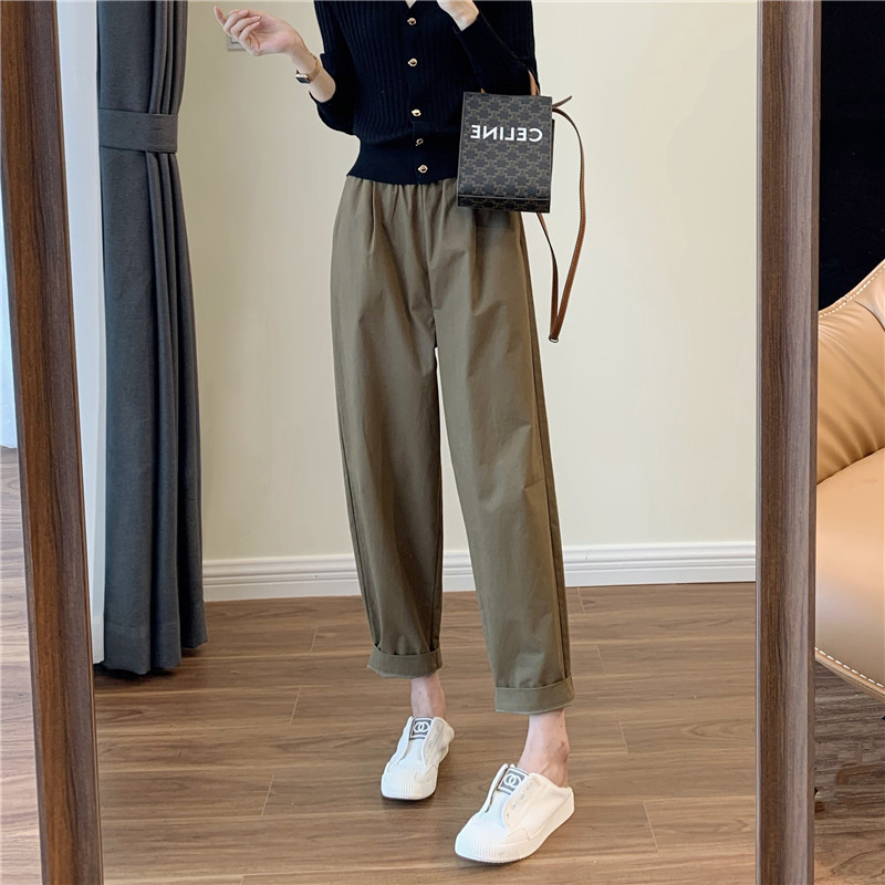 MAOBAN all-match casual, thin, loose cotton, elastic, high-waisted, harem lob, air-sensing grandma pants, spring and autumn women