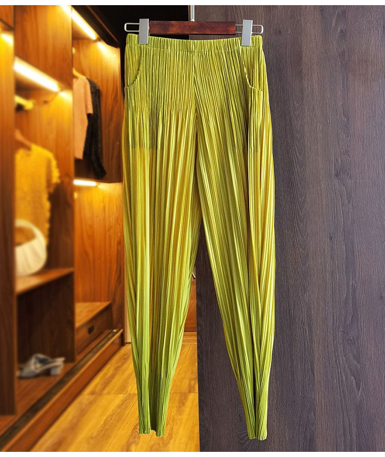 Quần culottes nữ ống rộng xếp ly dáng Harem, cạp cao su, phong cách Hàn Quốc — Màu xanh nước hồ, Màu xanh lục đậm, Màu xanh đậm, Màu xám chi tiết 14