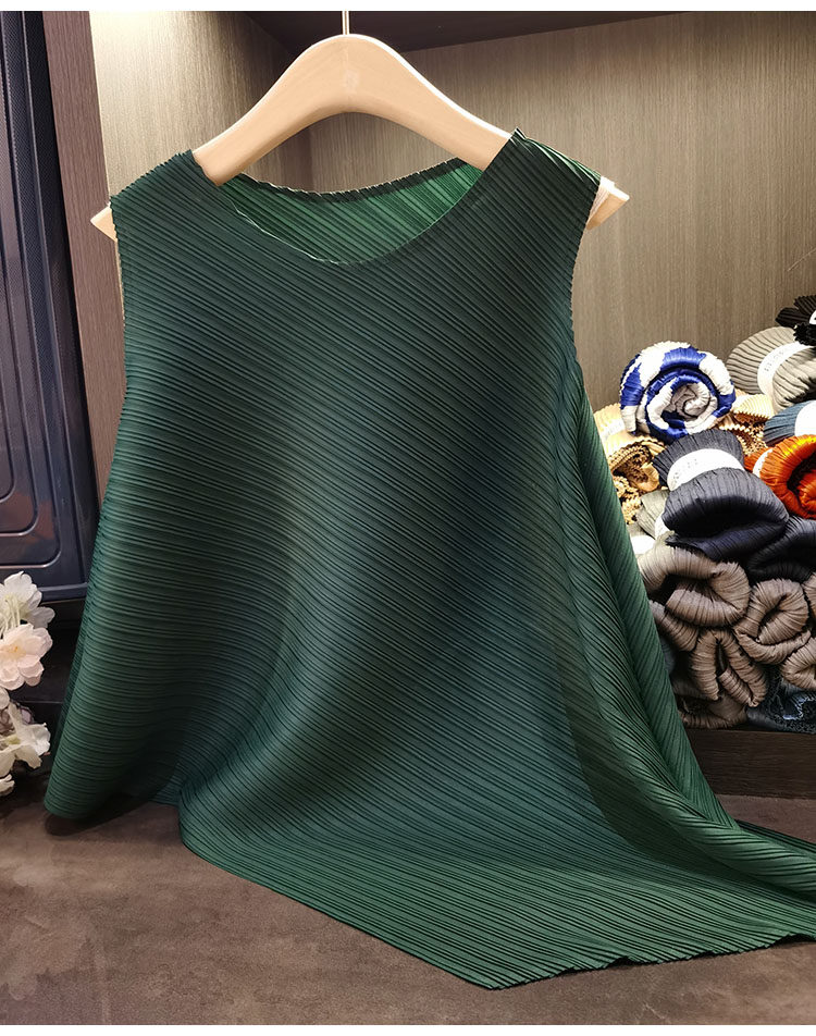 Áo ba lỗ nữ xếp ly suốt đời dáng rộng mỏng nhẹ mùa hè — Tím hoa cà, Màu đen, Màu đỏ cam, Màu xanh nước hồ chi tiết 42