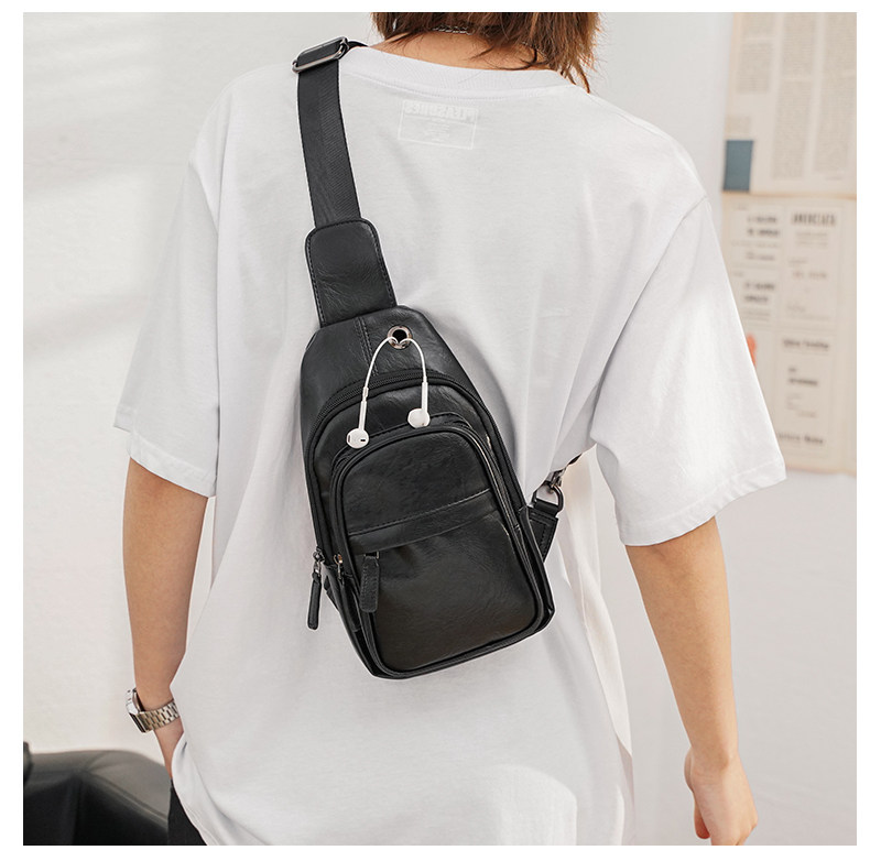 Tide Cards Men Genuine Leather Chest Bag Men's Korean Edition outdoor sports Leisure 100 hitch boys Single shoulder bag back slanted satchel