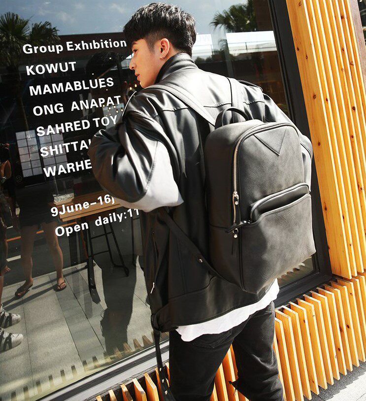 European Station men's double shoulder bag Han version genuine leather fashion Shoulder Bag bag Bag Girl Casual Business Travel Bag