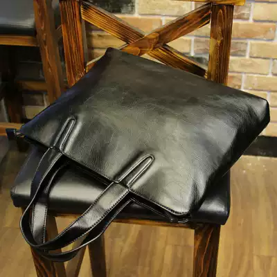 European and American soft leather briefcase British youth men shoulder pen electric bag leather men bag Hand bag Business Bag