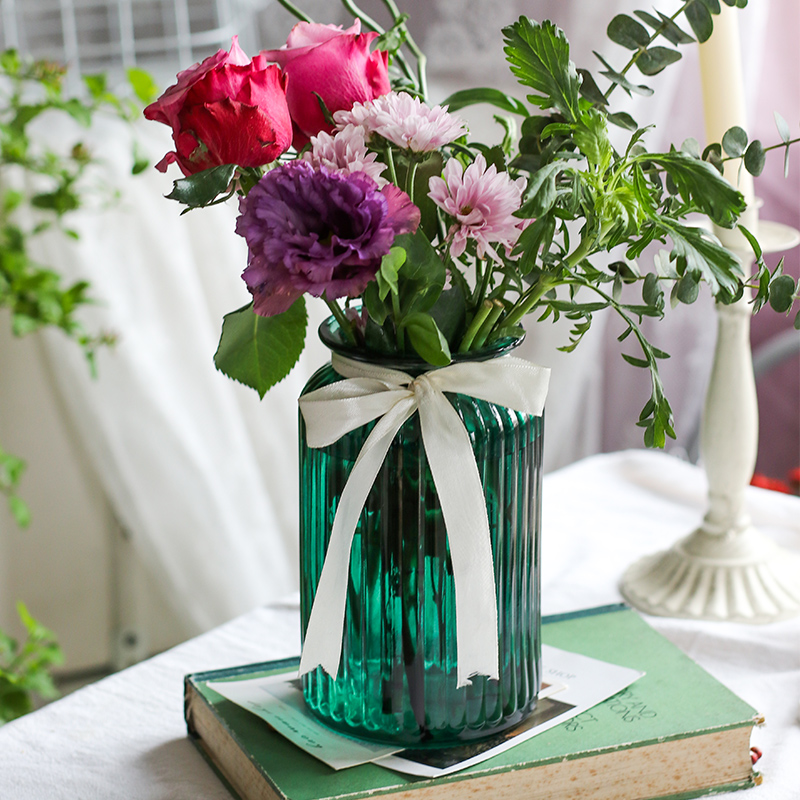 Eurostyle transparent glass vase table surface Creative Colour Water Perfuge rich Bamboo gold Griffier Living room Dry flower insert vase