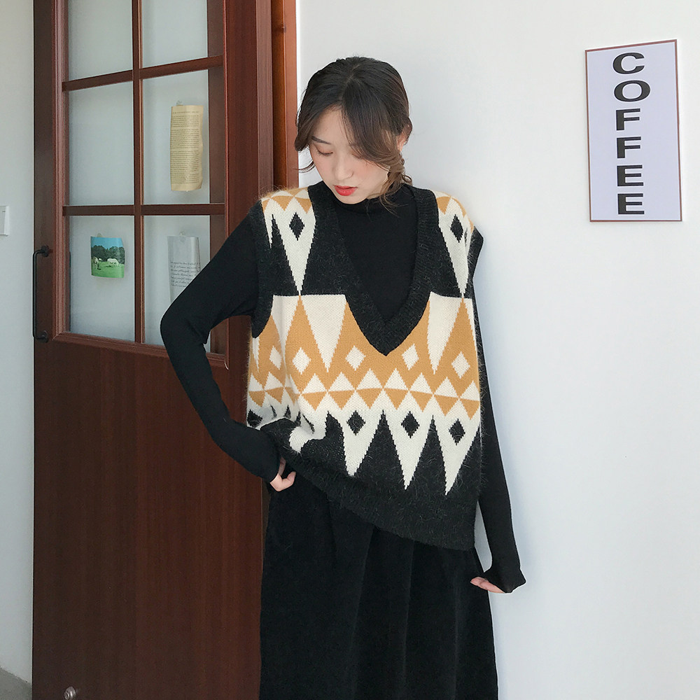 Rose large number women wear fat knitting vest female in the spring of 2023 new loose fat mm sweater vest