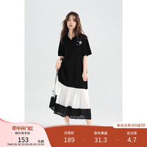 Love Rose Large Size Long Casual Short Sleeve College Style Dress Summer Womens Slightly Fat MM Covering Belly Slimming Skirt