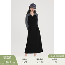 Love the Roswell Big code Fat mm wearing a lap dress Dress Hood womens clothing Dress With Slim long sleeves Spring and autumn Nets a word dress