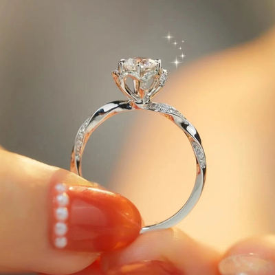 Moissanite diamond rings, women's pure silver rings, fashionable couple rings, wedding rings, personalized birthday gifts, simple poppies