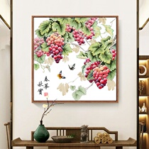 Multi-child multi-Fu cross-stitch 2021 new living room fruitful grapes own embroidery restaurant fruit line embroidery simple