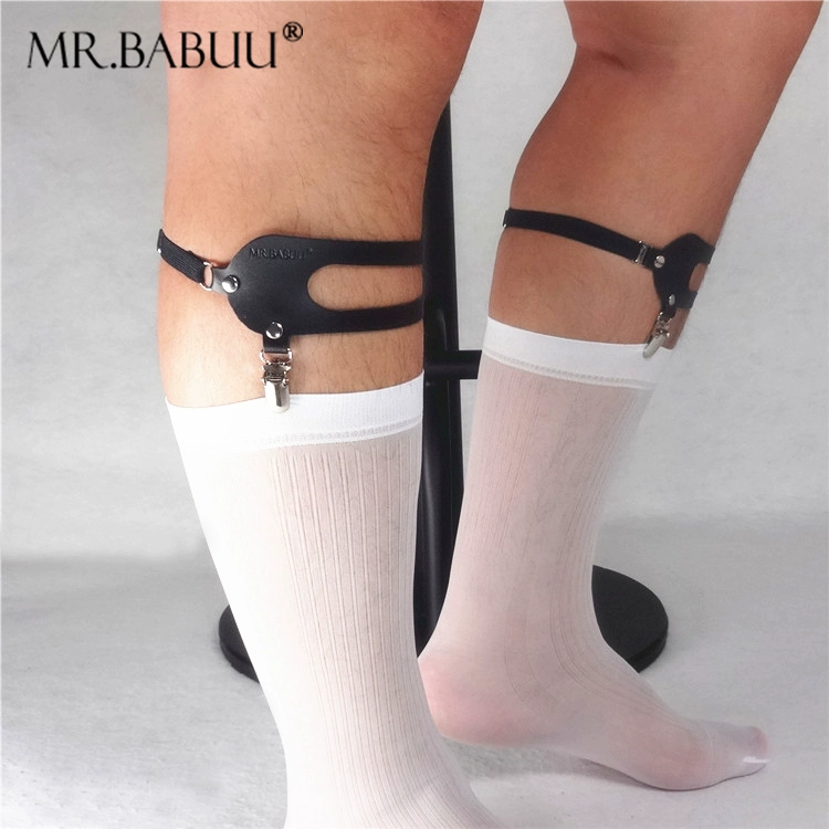 Ông Babu độc quyền thiết kế sản phẩm mới của nam giới đinh tán da đôi clip vớ vớ cotton phổ garter belt nịt bít tất bằng da pu