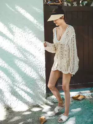 Fashion fishing net perspective hollowing out loose pullover sweater thick needle hook bikini sunscreen summer