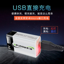 Delip 9V rechargeable battery USB large capacity 650ma microphone KTV6f22 nine volt square rechargeable Lithium
