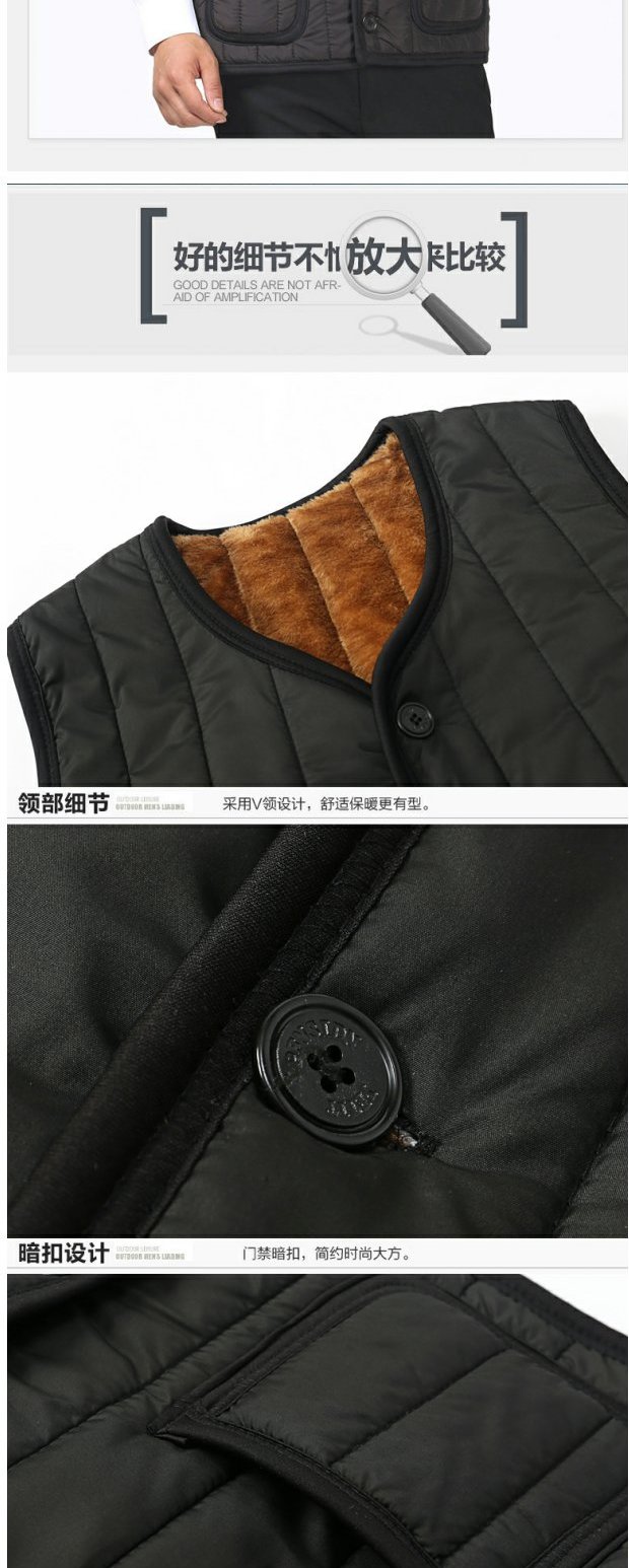 Mùa thu và mùa đông cha cộng với nhung lớn kích thước áo vest cotton trung niên vest bộ vest nam trung niên