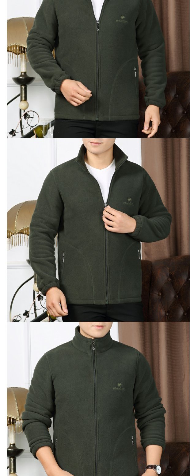 Trung niên mùa thu và mùa đông nam trung niên áo len cashmere dày nhung cha tải lông cừu ngoài trời áo khoác cardigan áo hoodie loang màu
