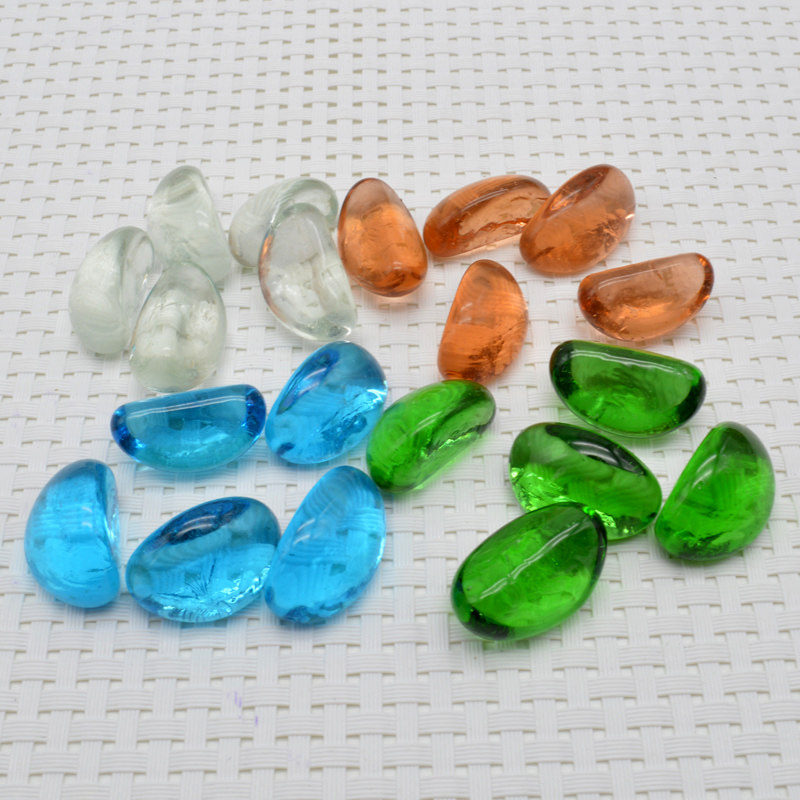Mixed color crystal glass cashew stone fish tank landscaping aquarium decorative glass marbles about 120 pieces per bag