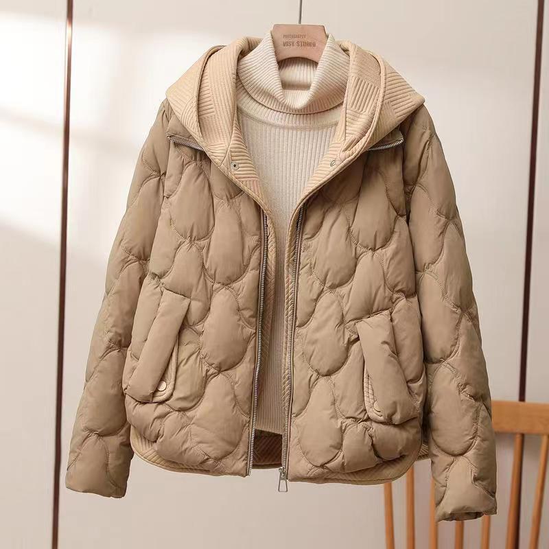 Special Offer: Faux Two-Piece Hooded down Cotton Jacket, Plus-Size Cotton Coat, 100kg Short Style Cotton Padded Jacket, Winter Loose-Fitting Thick Trendy Coat