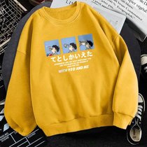 Autumn winter plus velvet blouses male Korean version loose printed plus velvety coat large code student 9 9 cheap clothes