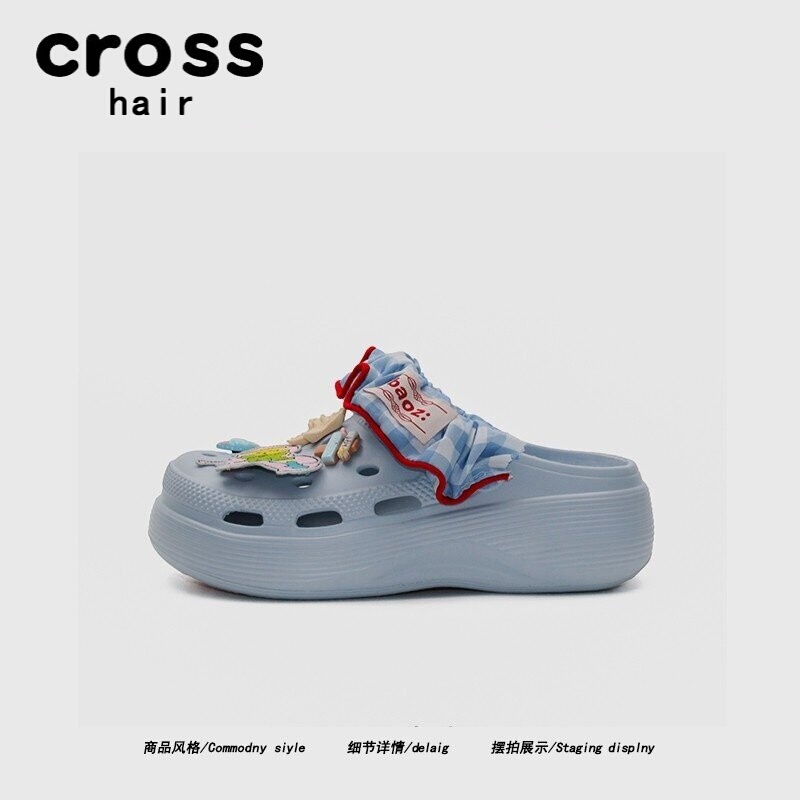 [Undersea Fairy Tale] Crosshair Summer Ocean Series Girl's Closed-Toe Slippers Sweet Ribbon Soft Sole Sandals