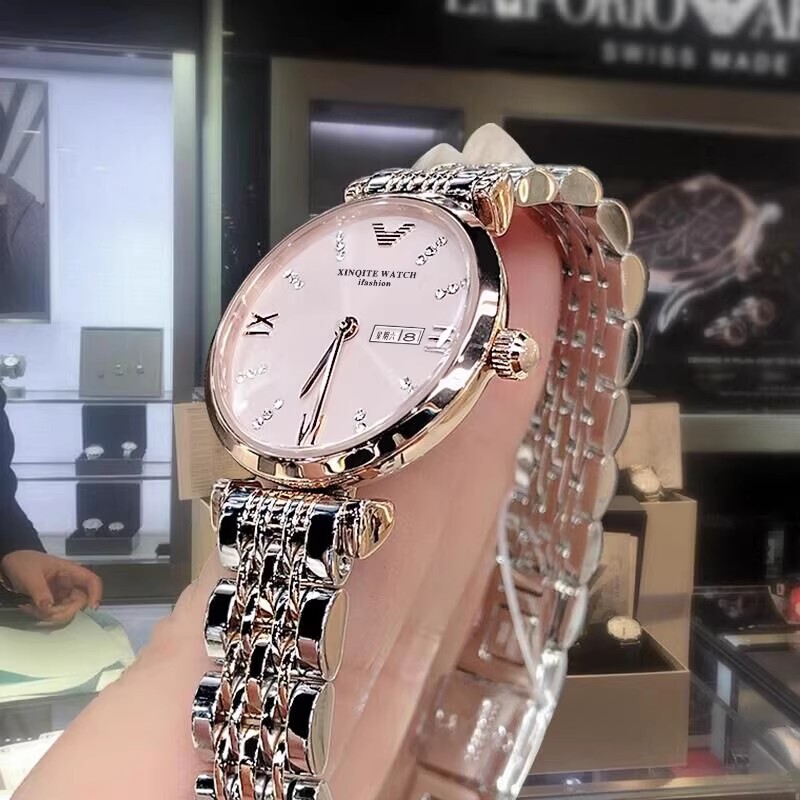 2026 New Model Armani Swiss Genuine Brand-Name Women's Watch, Light Luxury Niche High-End Style, Steel Band Wristwatch, Waterproof