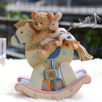 Rabbit birthday gift Trojan horse music box Music box Primary school girl child car decoration creative ornaments