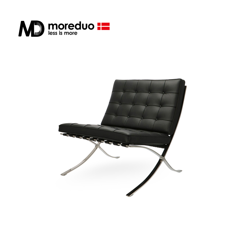 MOREDUO Barcelona chair living-room sofa chair genuine leather stainless steel Leisure chair designer Mieschair Pole Jane