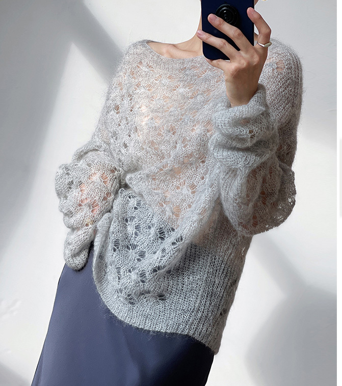 Cashmere Lazy Loose Hollow Crochet Knit Short Top Cardigan Sweater for Women Thin Mulberry Silk Air Conditioning Sun Protection Shirt