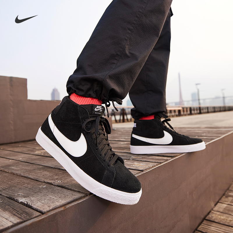 Nike Nike official SB ZOOM BLAZER men's and women skateboard shoes small white shoes men and women couple 864349