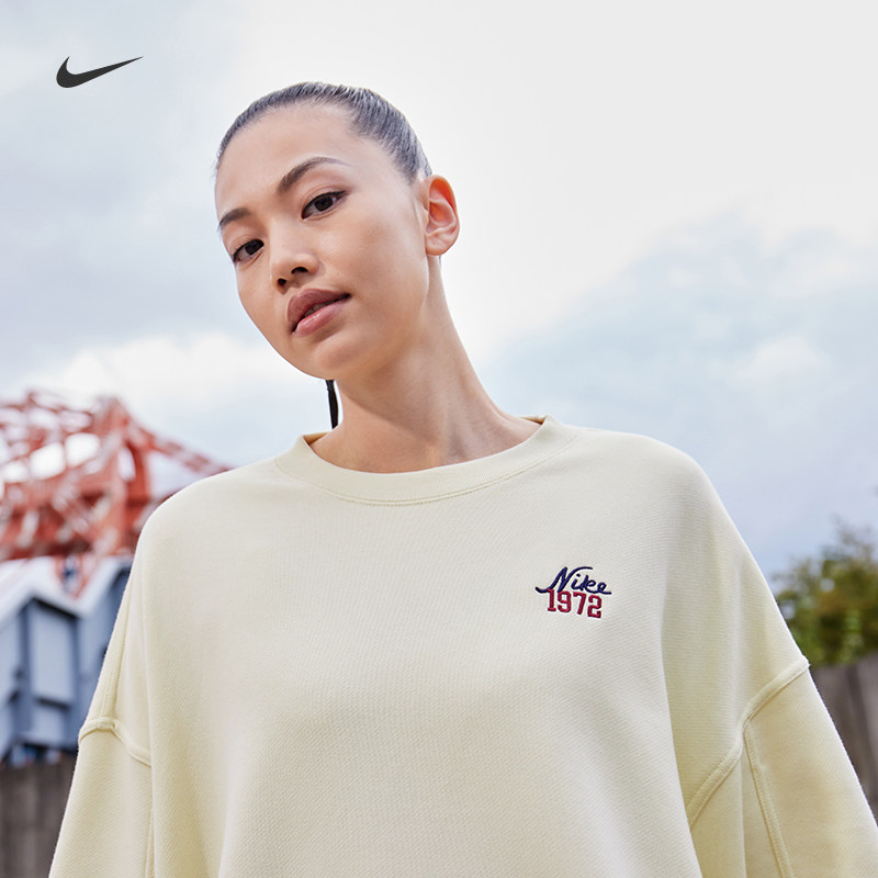 Nike Nike official female knit round collar OVERSIZE Wind sweatshirt winter new loose sweatshirt FV8444-Taobao