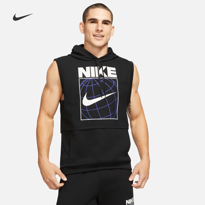 Nike Nike official DRI-FIT men's sleeveless printed training hoodie new CZ2562