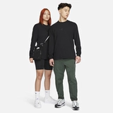 Nike, хлопковый мягкий лонгслив для отдыха, свободный крой, круглый воротник, с вышивкой