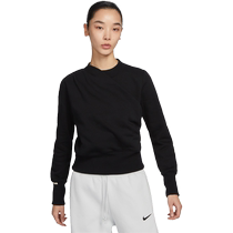 Nike official womens velvet draped sweatshirt round neck sweatshirt loose knitted embroidered support DV8209