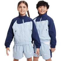 Nike Nike Official Male And Female Child Great Children Shuttle Weaving Jacket Summer Retro Jacket Loose mouvement splicing FN9134