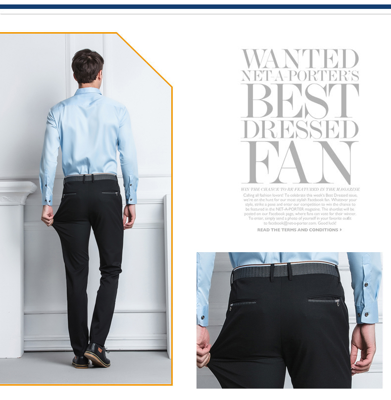 Stretch Slim Male Business Quần thường xuyên Quần nóng miễn phí Mùa thu và mùa đông Dày Thanh niên Quần nam Anh Quần nhỏ chân dài quần đùi nam