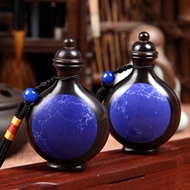 Handmade inlaid imitation lapis lazuli snuff bottle inner painting snuff bottle must be long red flat bottle snuff handlebars small gift 2018