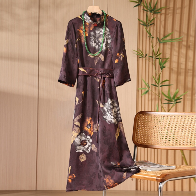 Long Dress for Women 2026 Summer New Style Light Luxury High-End Slim Fit Chinese Style Dress Long over the Knee