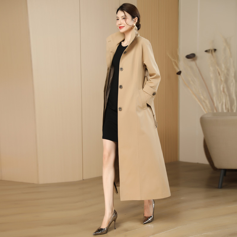 Women's Trench Coat 2026 Spring and Autumn New Style Slim Fit High-End British Style Long Trench Coat with Drape Effect