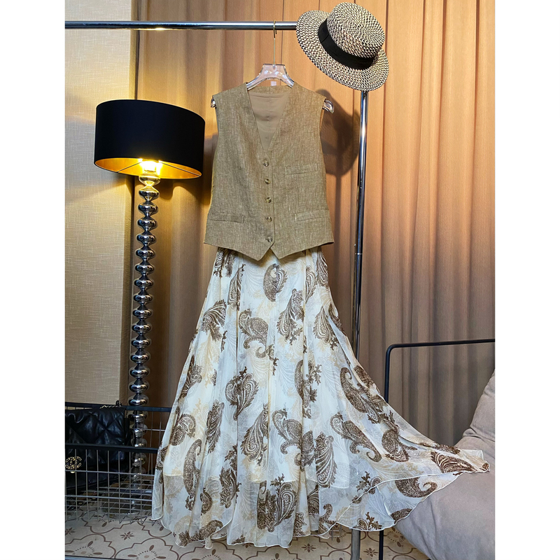 Pure Linen Vest for Women 2026 Spring/Summer New Minimalist Old Money Style Light Brown Versatile Sleeveless Short Top