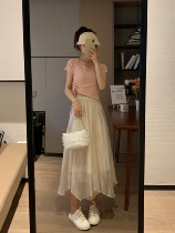 Xiaoyou MONA changed its name to ms sweet end end Xia Lu belly button top was thin and versatile fungus edge drawstring short T-shirt women