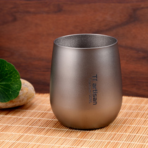 Titanium craftsman pure titanium double-layer water Cup metal Japanese style non-string tea cup single master Cup kung fu teacup TA8731