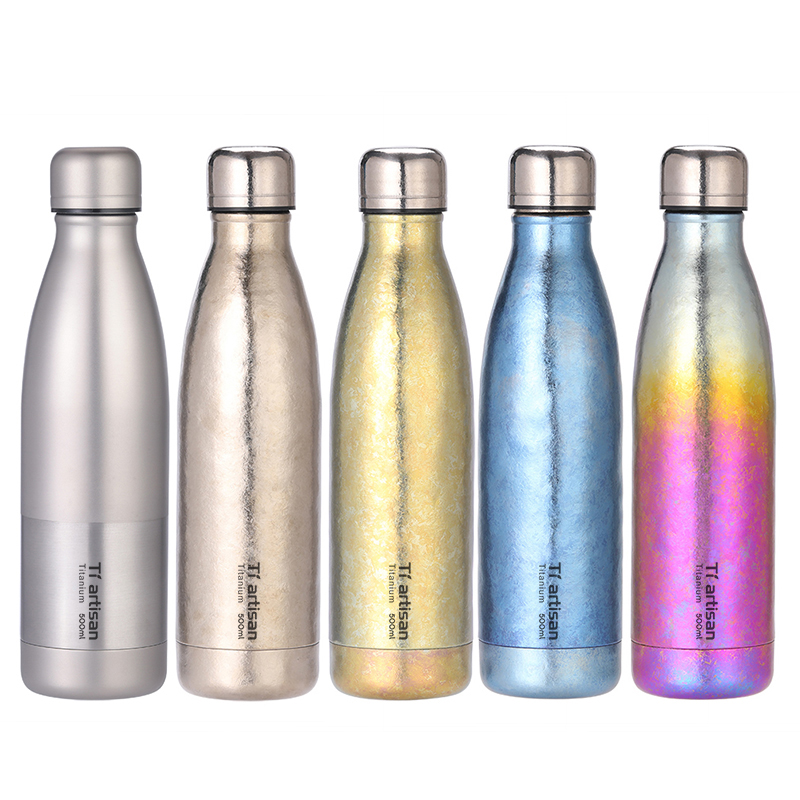 Titanium Artisan Coke Bottle Pure Titanium Kettle Double Vacuuming Insulated Cup Portable outdoor drinking water glass Ta8395