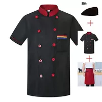 Черный фартук, шапка, короткий рукав