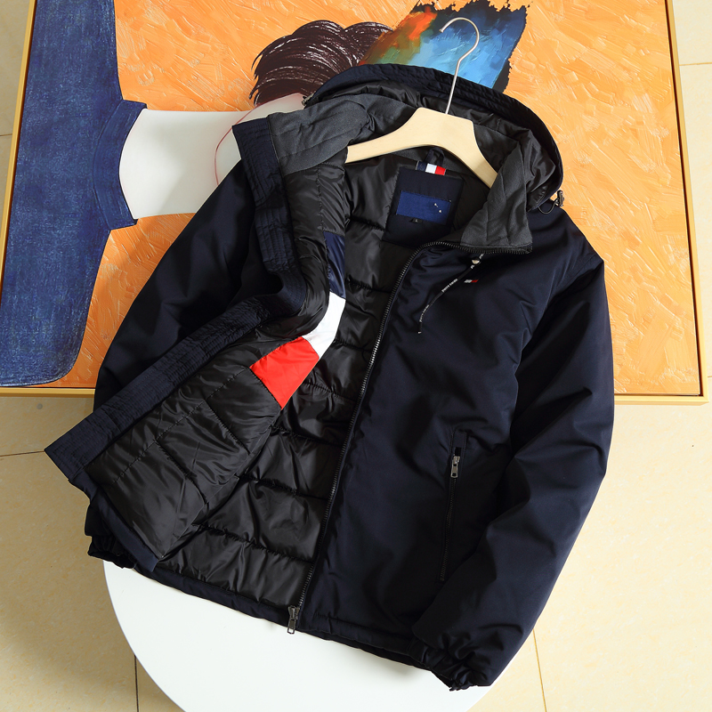 Factory Generation Processing Winter casual minimalist jacket version with cap cotton clothing Cotton padded jacket Thickened Warm Men-Taobao