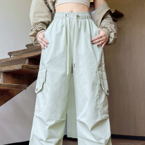 American-style street-style casual leg-binding sports overalls for girls in autumn high-waisted slimming jazz dance wide-leg pants