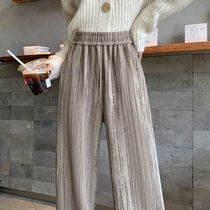 Chenille tie-dye wide-leg pants for women in autumn and winter high-waisted loose slimming casual pants for small people thickened corduroy trousers